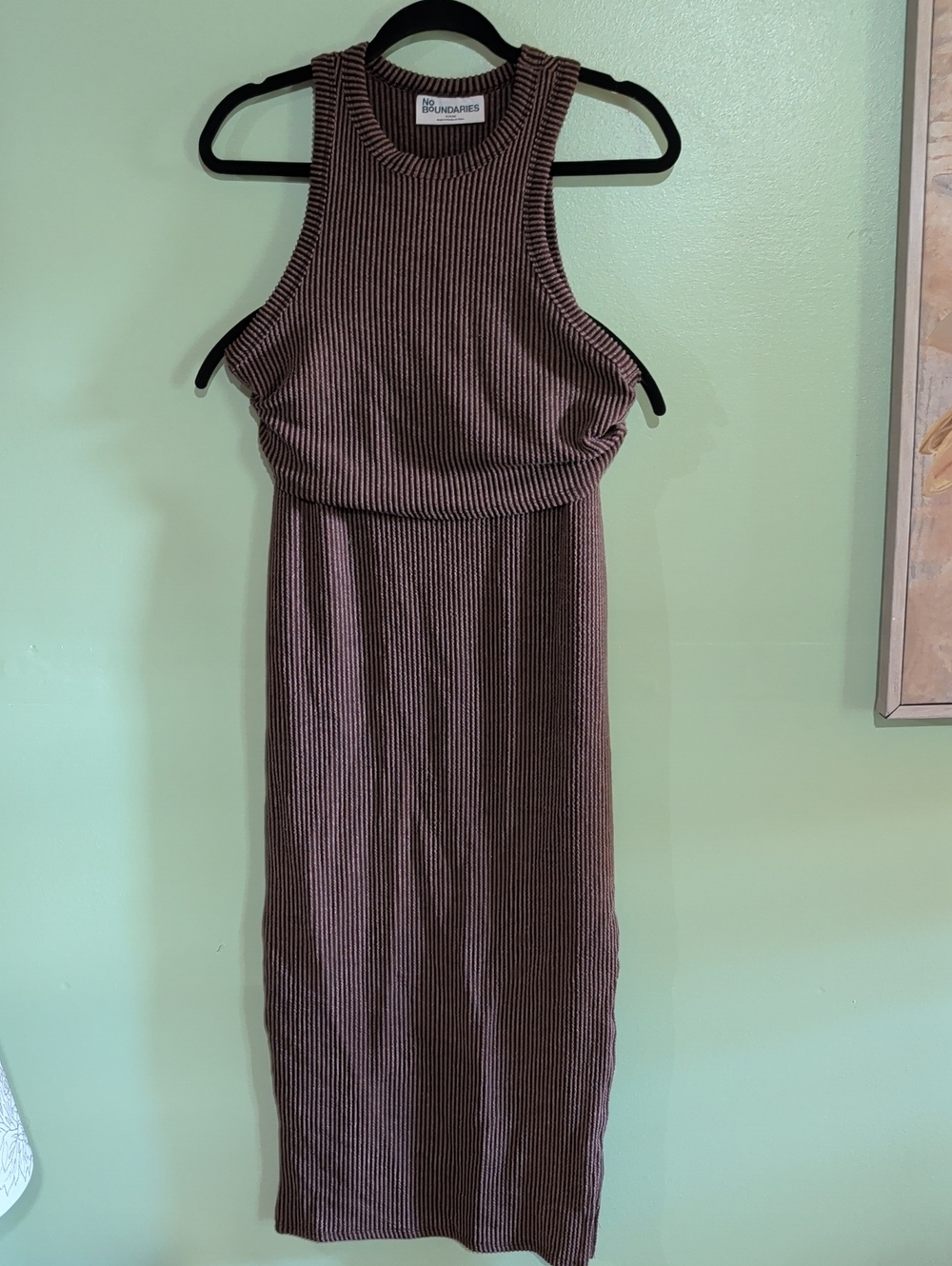 No Boundaries Brown Ribbed Racer Back Skirt Set